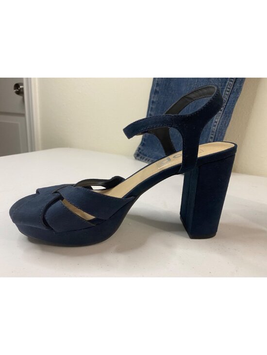 PoP Navy Blue Heels Sandals Womens 6.5 M Block Heel Strappy, Dress Shoes - Picture 7 of 16